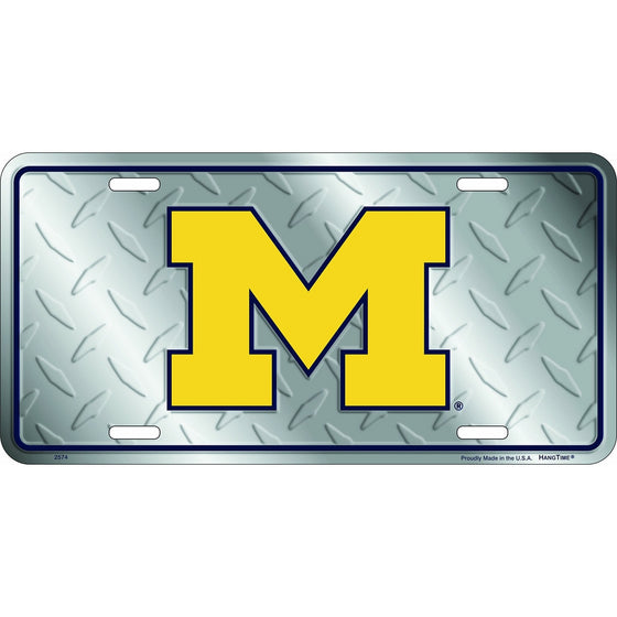 University of Michigan Diamond License Plate Tin Sign 6 x 12in