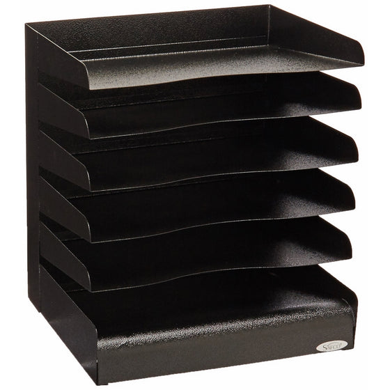 Safco Products 3128BL Steel Desk Organizer Tray Sorter with 6 Shelves, Black
