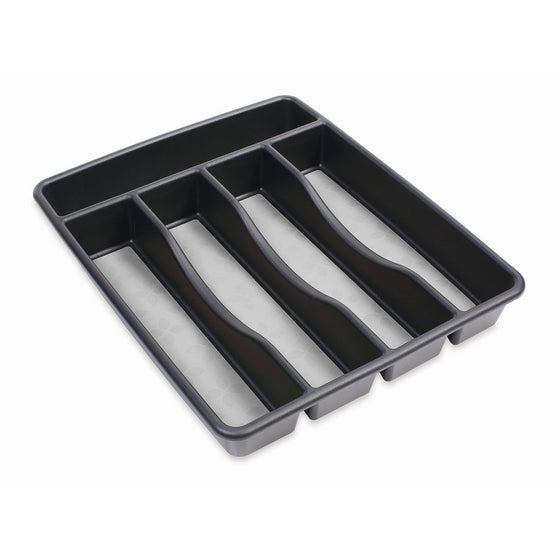 Rubbermaid No-Slip Silverware Cutlery Tray Organizer, Small, Black with Gray Base (1994530)