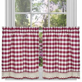 Achim Home Furnishings Buffalo Check Tier Pair, 58-Inch by 36-Inch, Burgundy