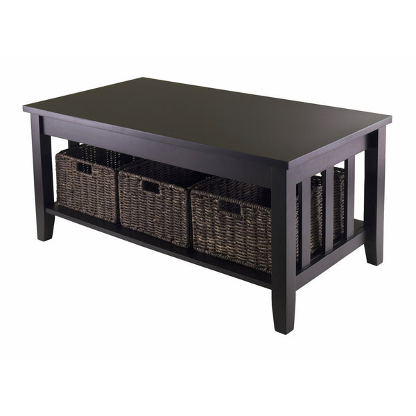 Winsome Morris Coffee Table with 3-Foldable Basket