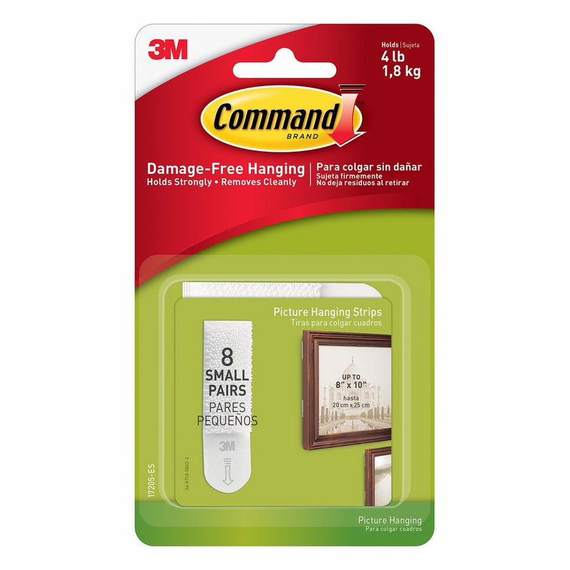 Command Picture Hanging Strips, Small, White, 8-Pairs (17205-ES)