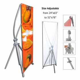 TheDisplayDeal Adjustable Aluminum Banner Stand Fits Any Banner Size from 24"X 63" to 32"X78" (2)
