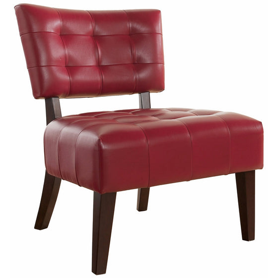 Roundhill Furniture Blended Leather Tufted Accent Chair with Oversized Seating, Red