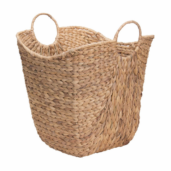 Household Essentials ML-4002 Tall Water Hyacinth Wicker Basket with Handles | Natural