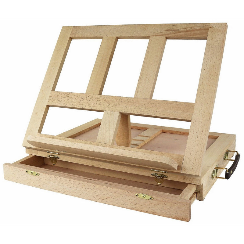 Greenco Beech-Wood Portable Art Desk Easel and Book Stand with drawer