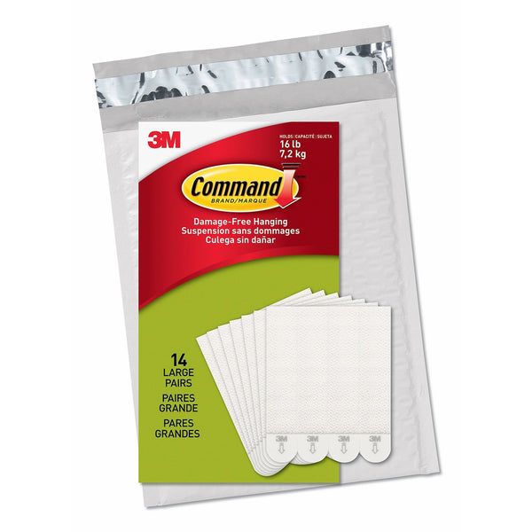 Command Large Picture Hanging Strips, White, 14 Pairs, Four Pairs Hold 16 lbs (PH206-14NA) – Easy To Open Packaging