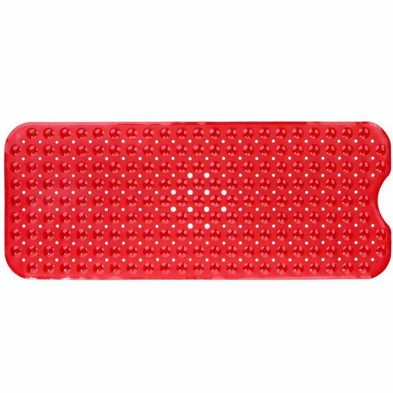 SlipX Solutions Red Extra Long Bath Mat Adds Non-Slip Traction to Tubs & Showers - 30% Longer than Standard Mats! (200 Suction Cups, 39" Long - Extended Coverage, Machine Washable)