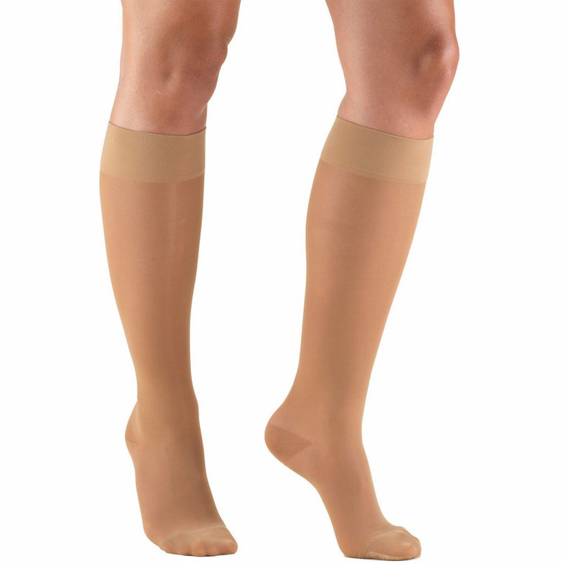 Truform Women's 15-20 mmHg Sheer Knee High Compression Stockings, Beige, 2X-Large