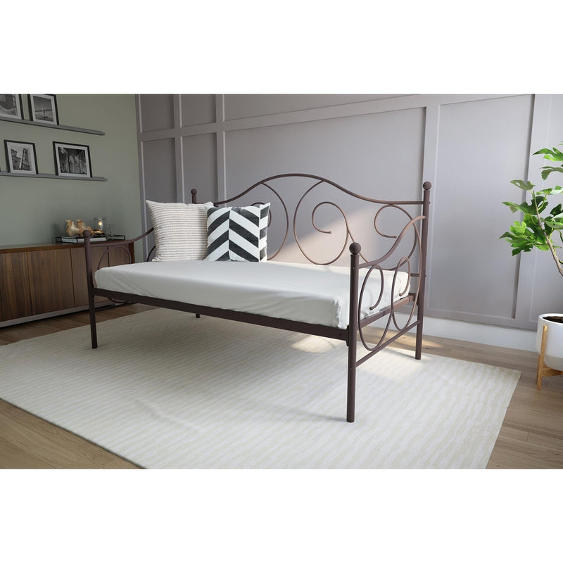 DHP Victoria Daybed Metal Frame, Multifunctional, Includes Metal Slats, Twin Size, Bronze