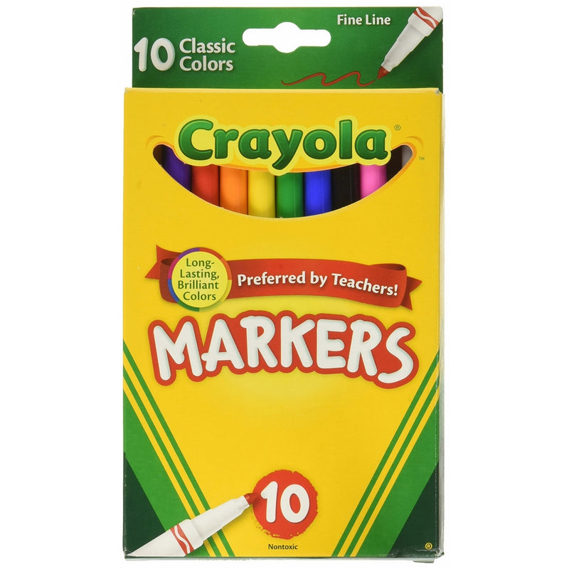 Crayola 58-7726 Classic Fine Line Markers Assorted Colors 10 Count, 2 Pack