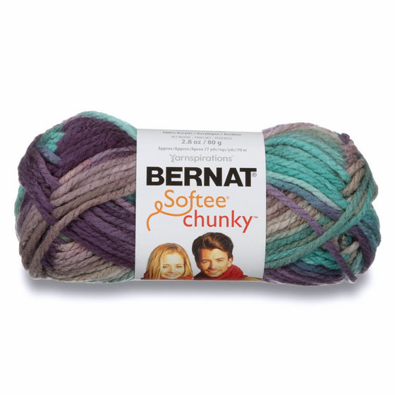 Bernat Softee Chunky Ombre Yarn - (5) Bulky Chunky Gauge 100% Acrylic - 2.8 oz - Shadow - Machine Wash & Dry