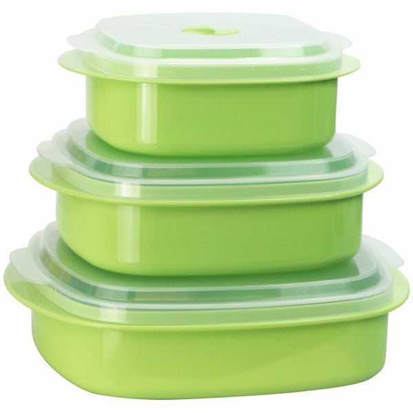 Calypso Basics by Reston Lloyd 6-Piece Microwave Cookware, Steamer and Storage Set, Lime