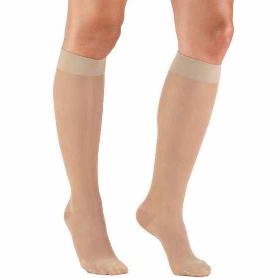 Truform Women's 15-20 mmHg Sheer Knee High Compression Stockings, Nude, Large