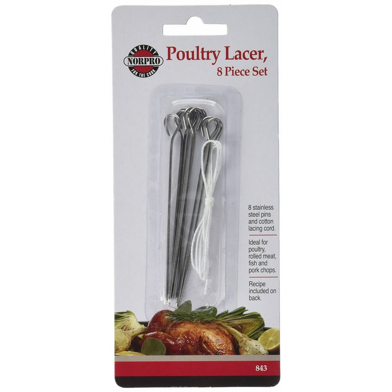 Norpro 843 Stainless Steel Poultry Lacers, Set of 8