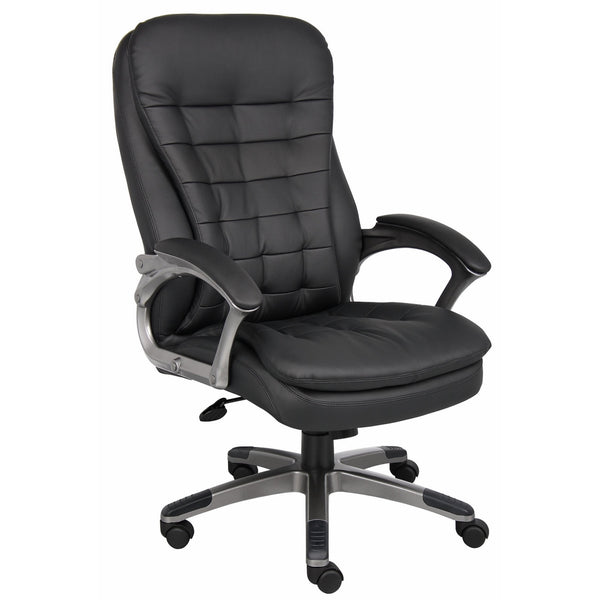 Boss Office Products B9331 High Back Executive Chair with Pewter Finsh in Black