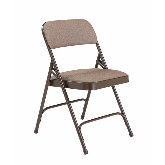 National Public Seating 2200 Series Steel Frame Upholstered Premium Fabric Seat and Back Folding Chair with Double Brace, 480 lbs Capacity, Russet Walnut/Brown (Carton of 4)