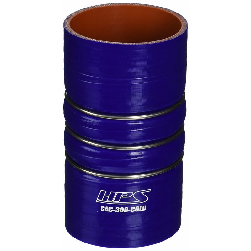 HPS CAC-300-COLD Silicone High Temperature 4-ply Reinforced Charge Air Cooler CAC Hose Cold Side, 100 PSI Maximum Pressure, 6" Length, 3" ID, Blue