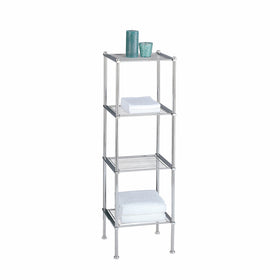 Organize It All 4 Tier Chrome Freestanding Bathroom Storage Shelf