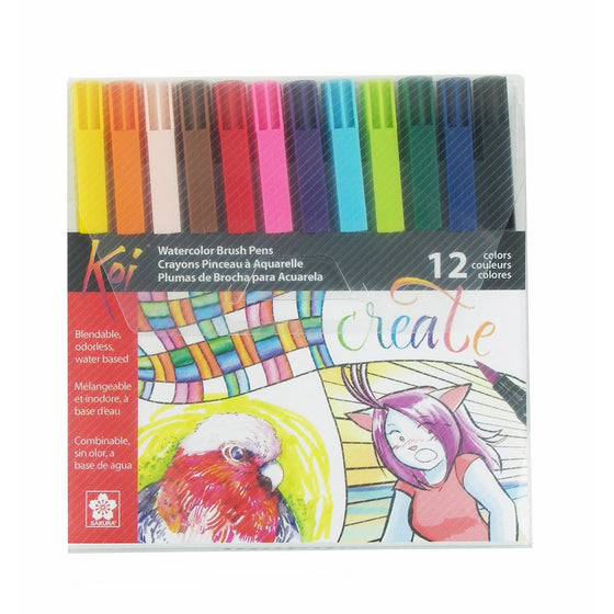 Sakura XBR-12SA 12-Piece Koi Assorted Coloring Brush Pen Set