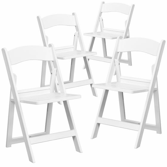 Flash Furniture 4 Pk. HERCULES Series 1000 lb. Capacity White Resin Folding Chair with Slatted Seat