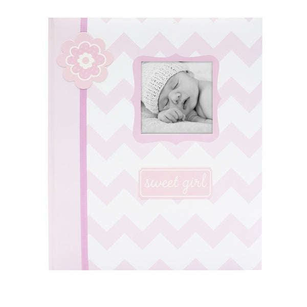 Lil Peach Chevron Baby Memory Book, Pink