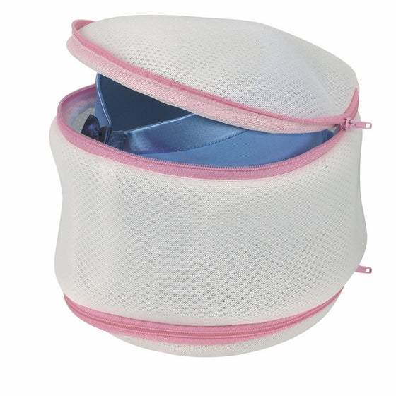 Household Essentials 124 Laundry Bra Wash Bag | 2 Sided Protection for Lingerie | White with Pink Trim