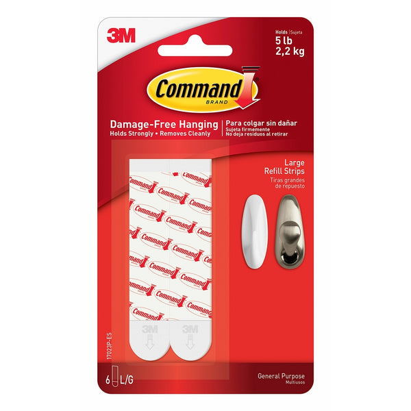 Command Refill Strips, Large, White, 6-Strips (17023P-ES)