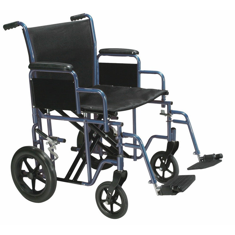 Drive Medical Bariatric Heavy Duty Transport Wheelchair with Swing-away Footrest, Blue, 22"