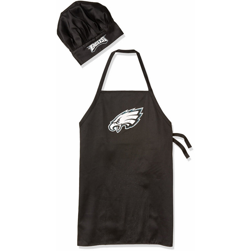 Wirezoll NFL Philadelphia Eagles Chef Hat and Apron Set, Black, One Size