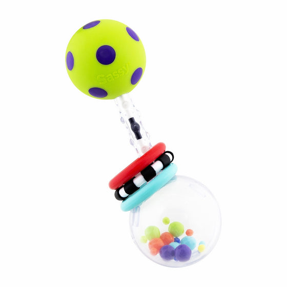 Sassy Spin Shine Rattle Developmental Toy (Colors May Vary)