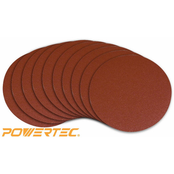 POWERTEC 110550 8-Inch PSA 80 Grit Aluminum Oxide Self Stick Sanding Disc, 10-Pack