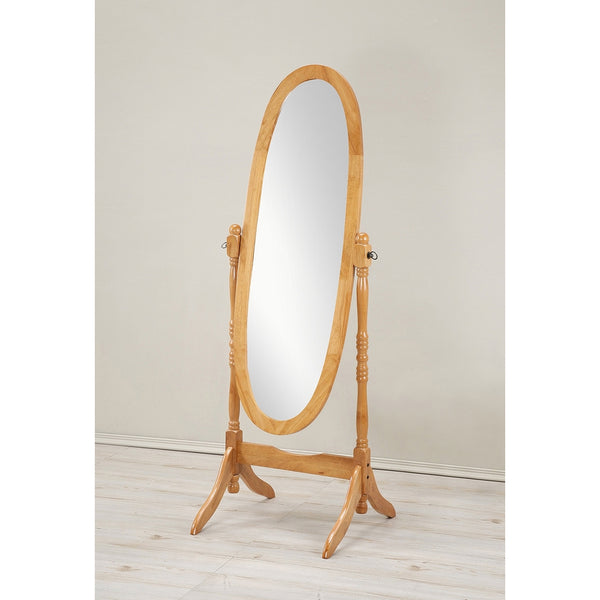 Roundhill Furniture Traditional Queen Anna Style Wood Floor Cheval Mirror, Oak Finish