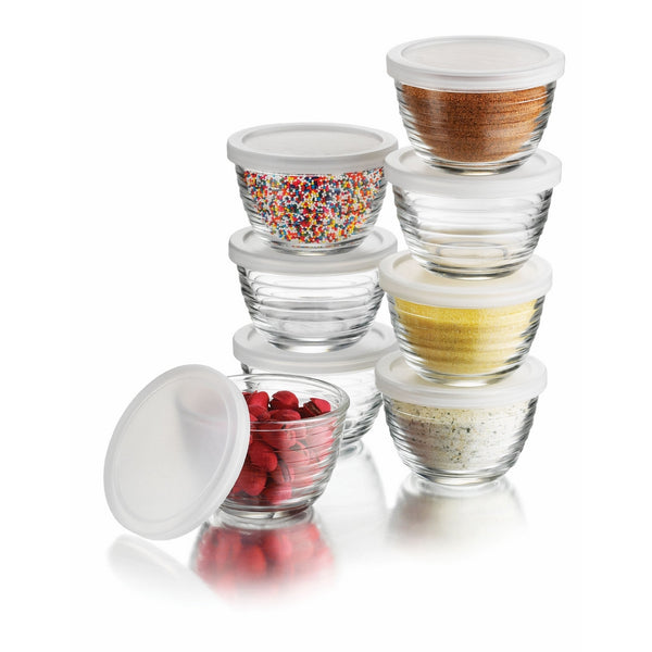 Libbey 6.25-Ounce Small Bowls with Plastic Lids, 16-Piece Set