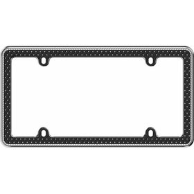Cruiser Accessories 18525 Button Tuck Bling License Plate Frame, Chrome/Black/Clear