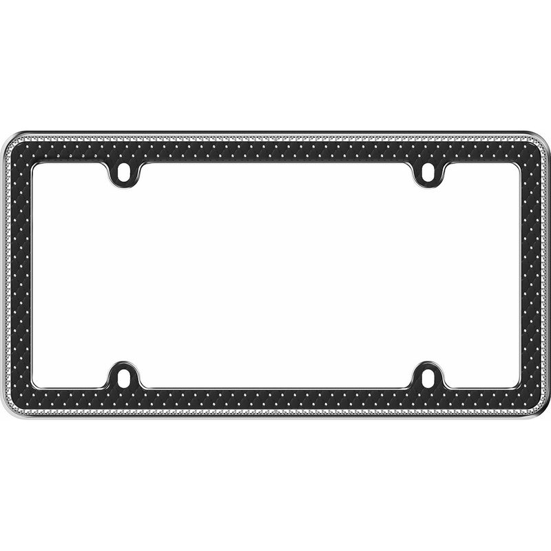 Cruiser Accessories 18525 Button Tuck Bling License Plate Frame, Chrome/Black/Clear