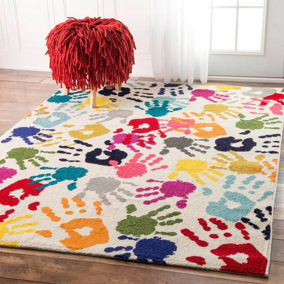 nuLOOM Handprint Collage Kids Nursery Area Rugs, 8' x 10', Multicolor