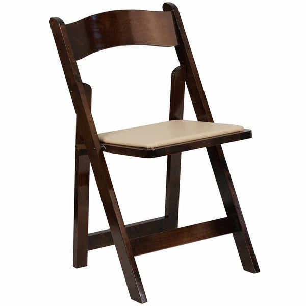 Flash Furniture HERCULES Series Fruitwood Wood Folding Chair with Vinyl Padded Seat