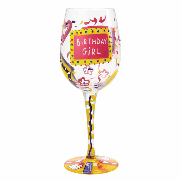 Lolita Birthday Girl Artisan Painted Wine Glass Gift