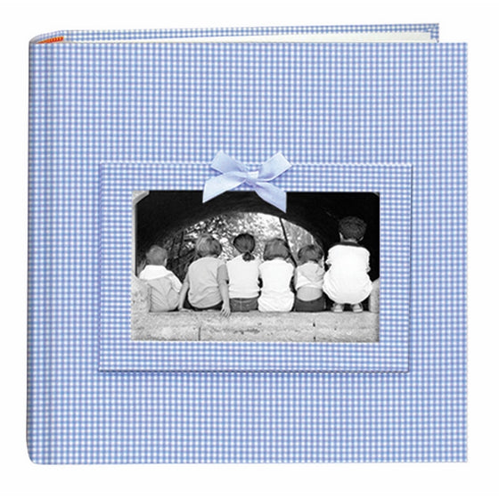 Pioneer Photo Albums 200-Pocket Gingham Fabric Frame Cover Photo Album for 4 by 6-Inch Prints, Blue