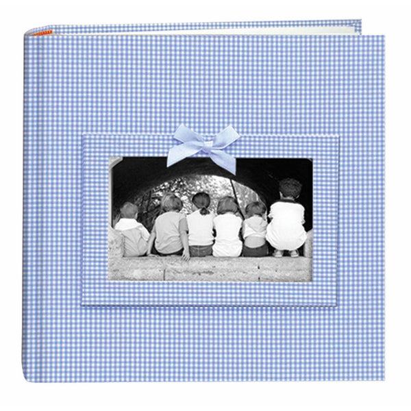 Pioneer Photo Albums 200-Pocket Gingham Fabric Frame Cover Photo Album for 4 by 6-Inch Prints, Blue