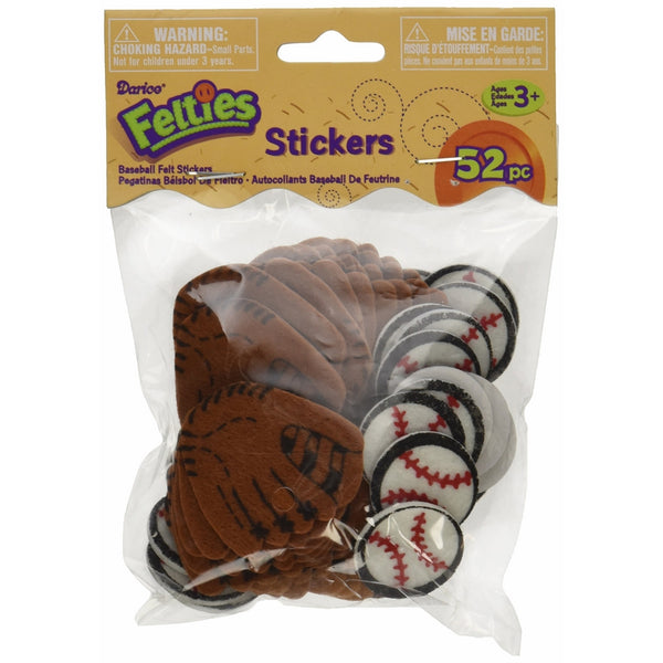 Darice FLT-1021 52Piece, Felties Felt Stickers, Baseball Theme