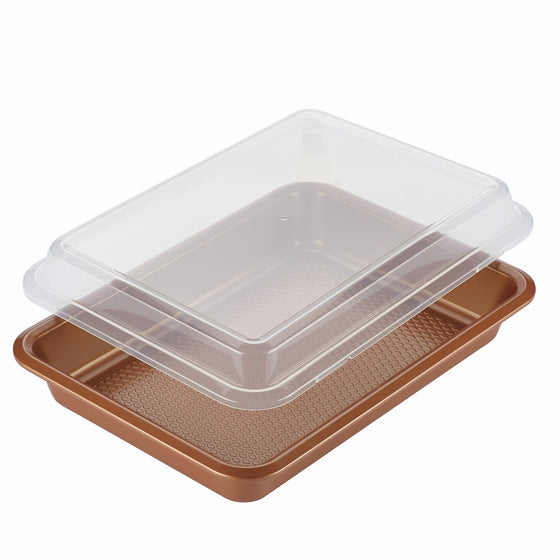 Ayesha Curry Bakeware Covered Cake Pan, 9-Inch x 13-Inch, Copper