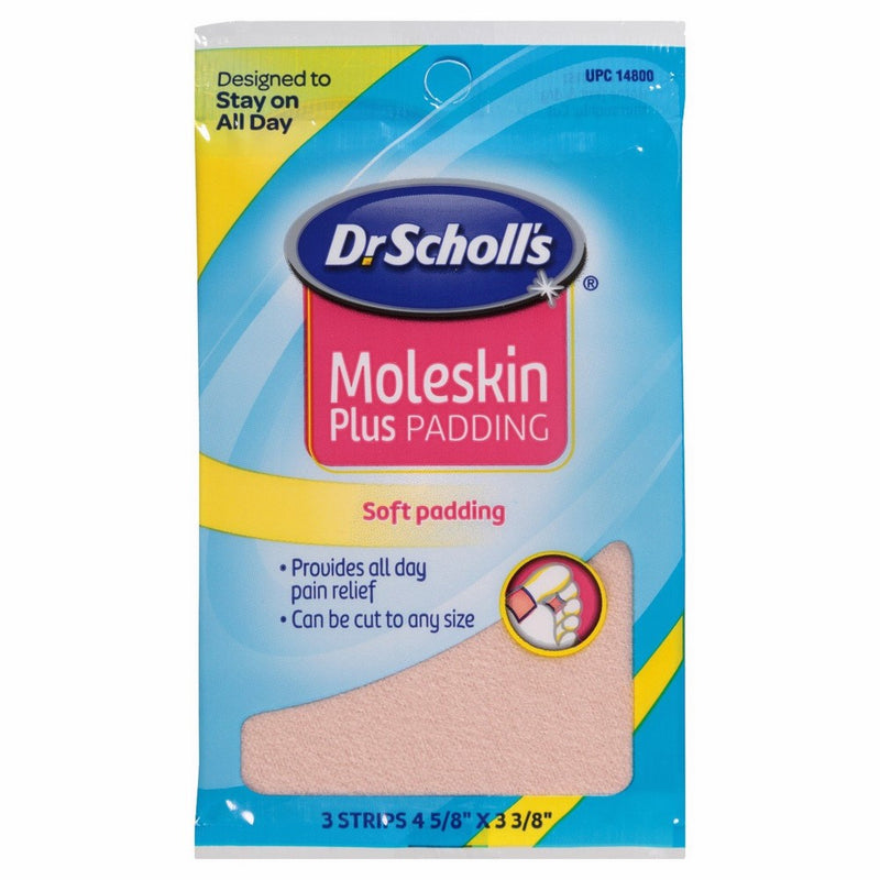 Dr. Scholl's Moleskin Plus Padding, 3 Strips -118 mm x 86 mm (3-Pack) by Dr. Scholl's