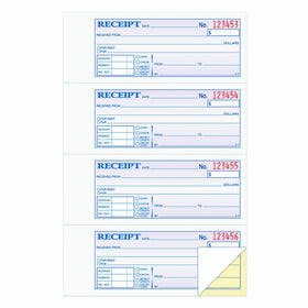 TOPS Money Receipt Book, 2-Part, Carbonless, 2-3/4 x 7-1/8 Inches, 4 Receipts per Page, 400 Sets per Book (46816)