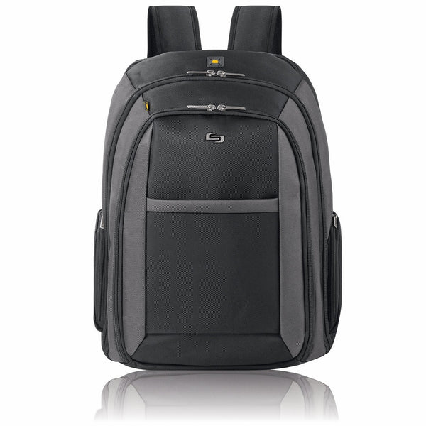 Solo Metropolitan 16" Laptop Backpack with Removable Sleeve, Black/Grey