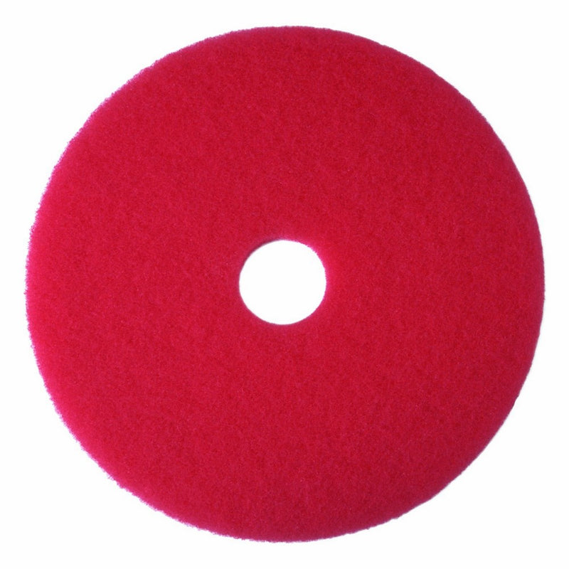 3M Red Buffer Pad 5100, 16" Floor Buffer, Machine Use (Case of 5)