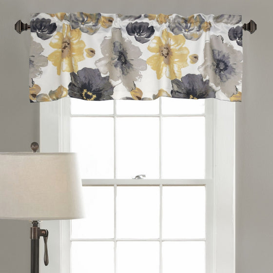 Lush Decor Leah Room Darkening Window Curtain Valance, 18 inch x 52 inch, Yellow/Gray