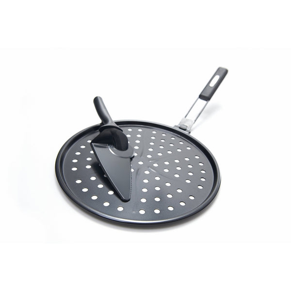 GrillPro 98140 Non-Stick Pizza Grill Pan includes Pizza Cutter/ Server, 12-Inch Diameter