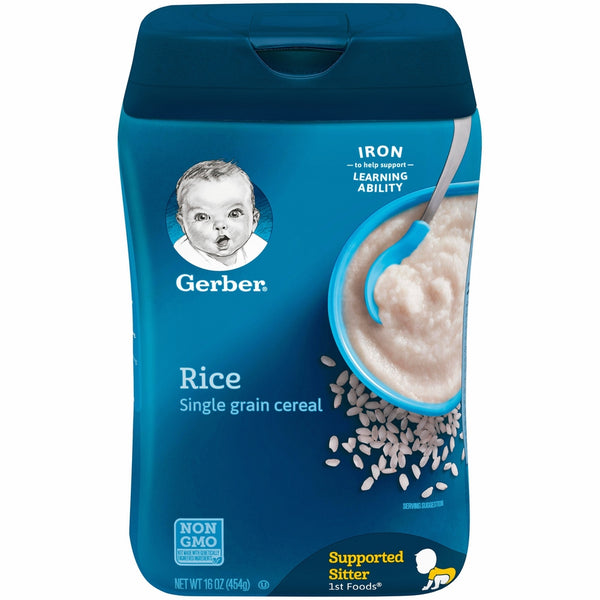Gerber Single-Grain Rice Baby Cereal, 16 Ounce (Pack of 6)